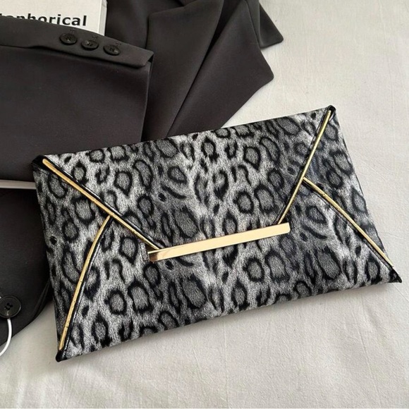 Leopard Print Clutch with Gold Accents - Picture 6 of 8